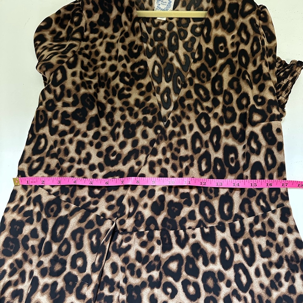 Blue Rain Leopard print Lined Wrap Dress Size Large - Picture 11 of 14